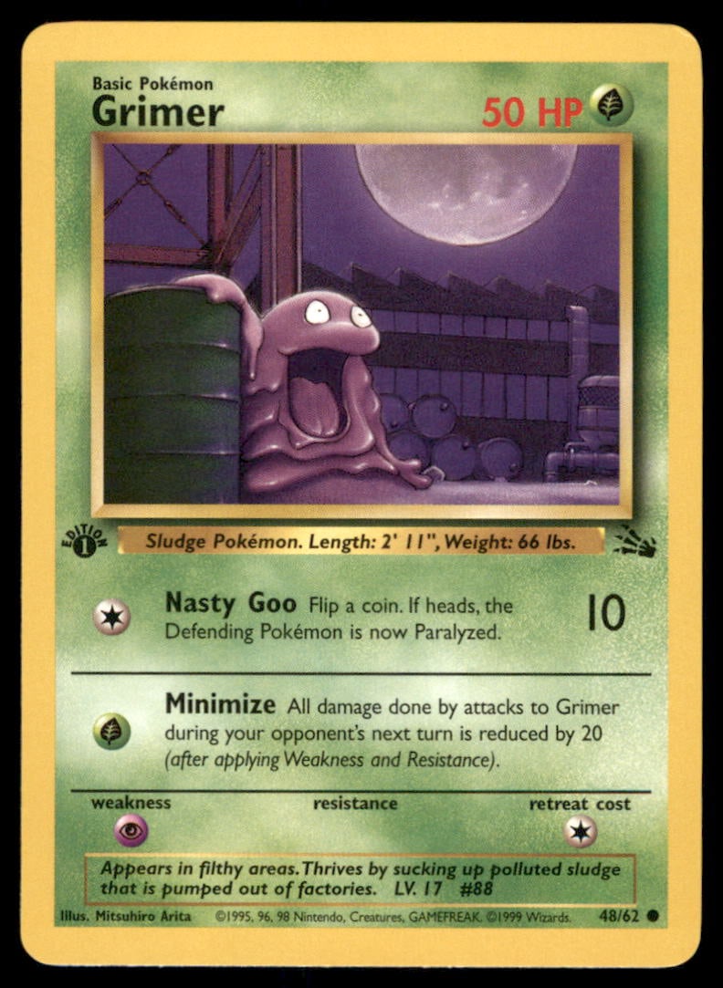 Grimer Fossil #48/62 1st. ED. Pokemon Card (1 of 2)