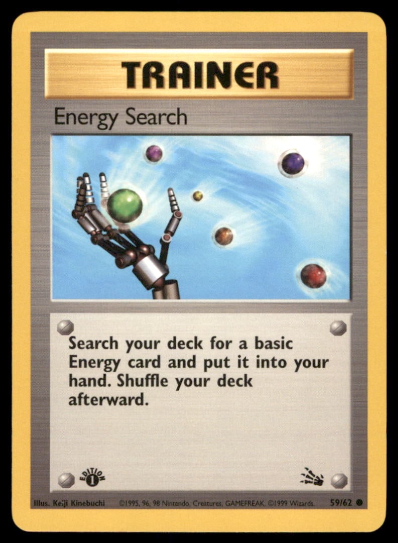 Energy Search Fossil #59/62 1st. ED. Pokemon Card (1 of 2)