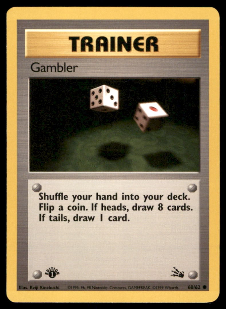 Gambler Fossil #60/62 1st. ED. Pokemon Card (1 of 2)