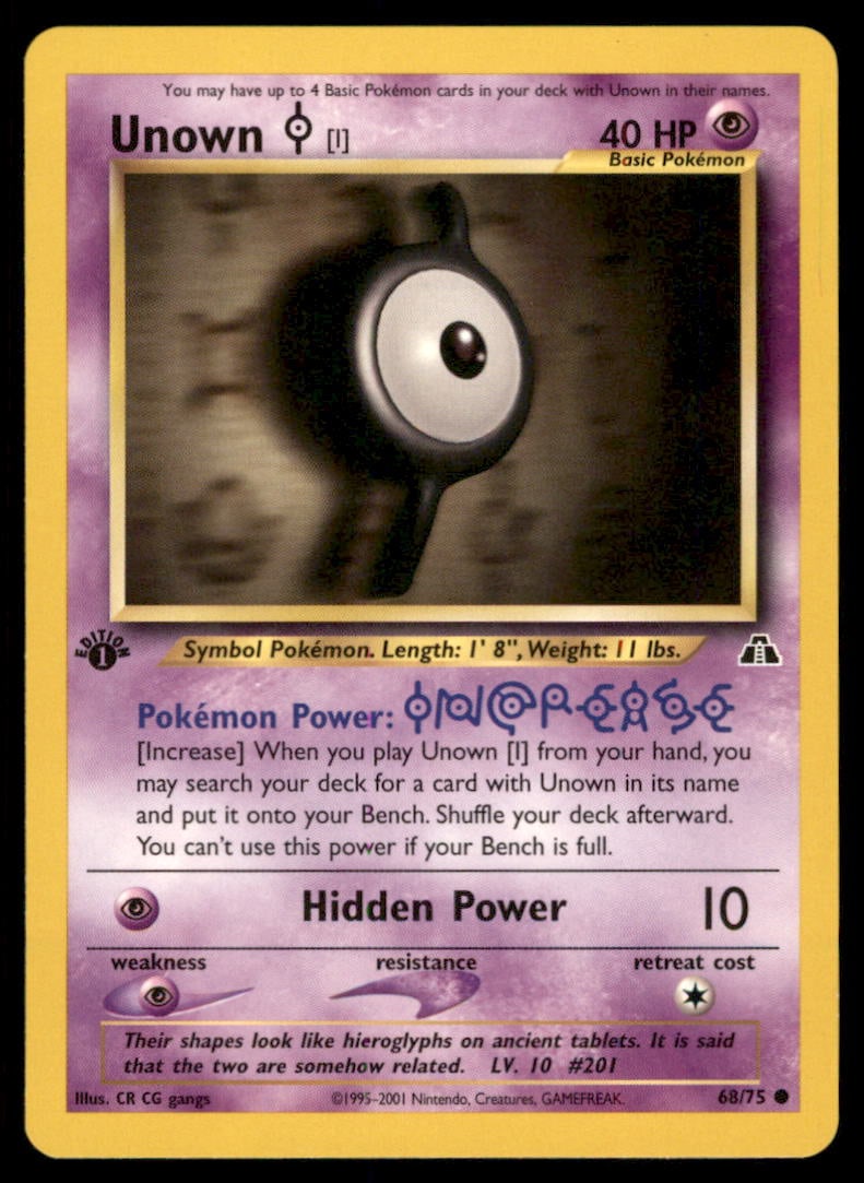 Unown [I] Neo Discovery #68/75 1st. ED. Pokemon Card: We offer combined shipping on multiple items. Buyers may also arrange their own shipping. LiveShipping is a separate and independent option for shipping that is NOT a part of the auction house or thei