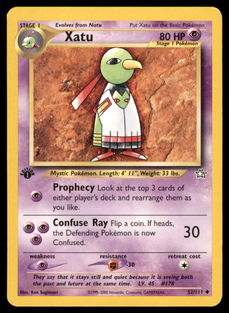 Xatu Neo Genesis #052/111 1st. ED. Pokemon Card: We offer combined shipping on multiple items. Buyers may also arrange their own shipping. LiveShipping is a separate and independent option for shipping that is NOT a part of the auction house or thei