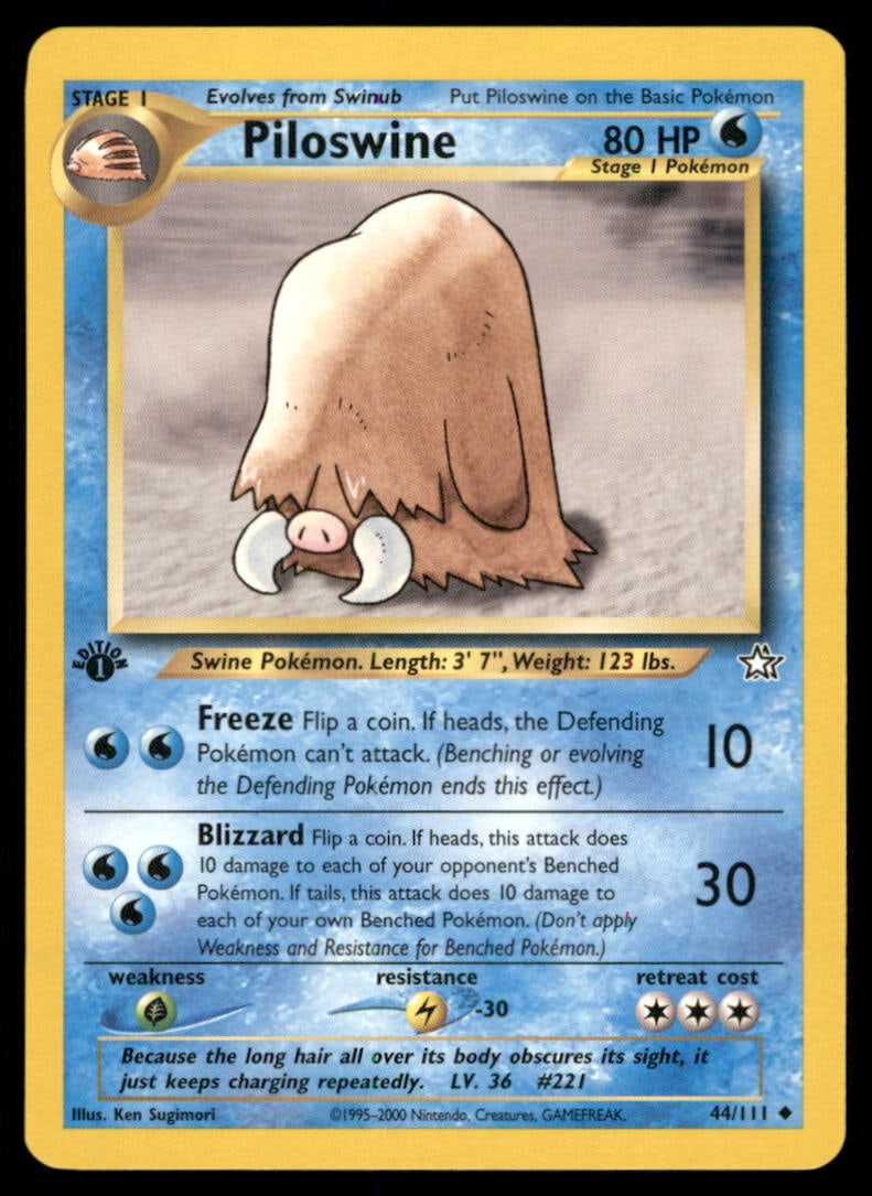 Piloswine Neo Genesis #044/111 1st. ED. Pokemon Card: We offer combined shipping on multiple items. Buyers may also arrange their own shipping. LiveShipping is a separate and independent option for shipping that is NOT a part of the auction house or thei