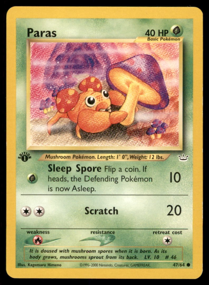 Paras Neo Revelation #47/64 1st. ED. Pokemon Card: We offer combined shipping on multiple items. Buyers may also arrange their own shipping. LiveShipping is a separate and independent option for shipping that is NOT a part of the auction house or thei