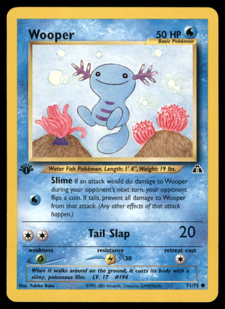 Wooper Neo Discovery #71/75 1st. ED. Pokemon Card (1 of 2)