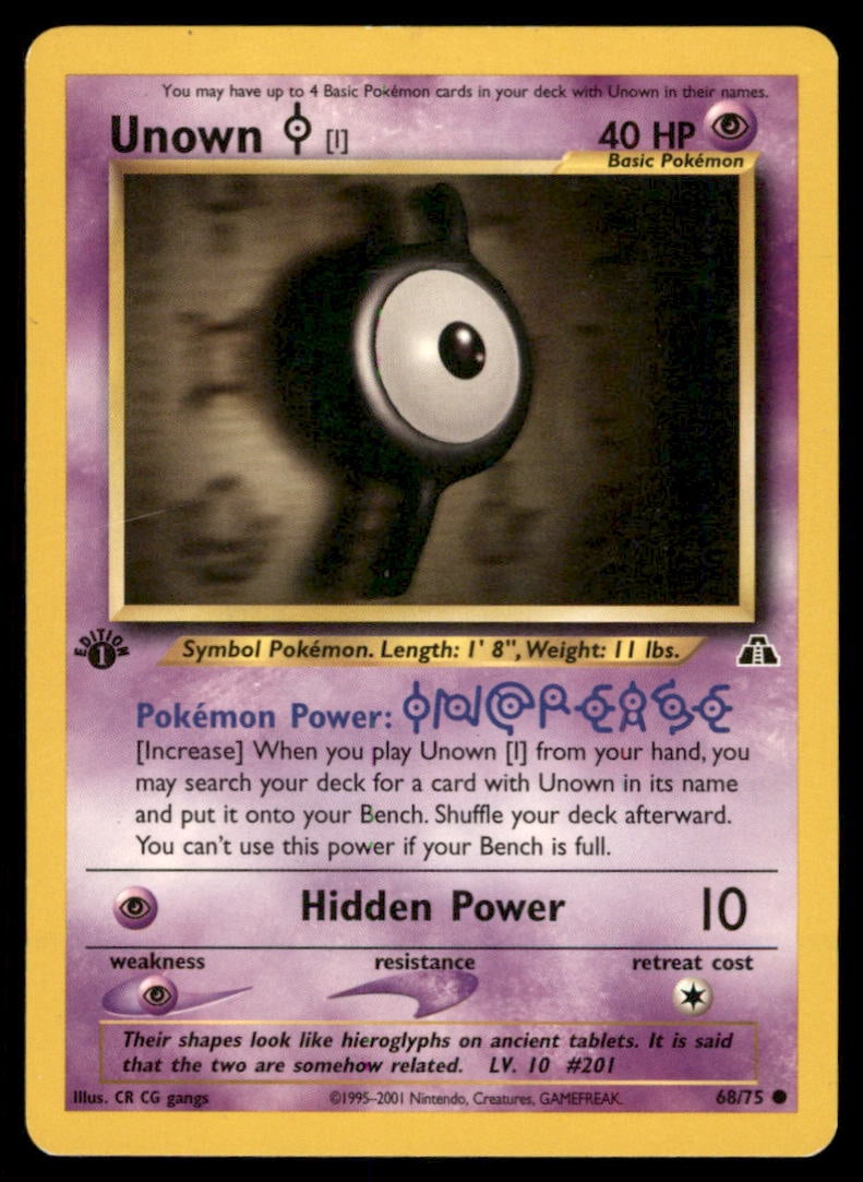 Unown [I] Neo Discovery #68/75 1st. ED. Pokemon Card: We offer combined shipping on multiple items. Buyers may also arrange their own shipping. LiveShipping is a separate and independent option for shipping that is NOT a part of the auction house or thei