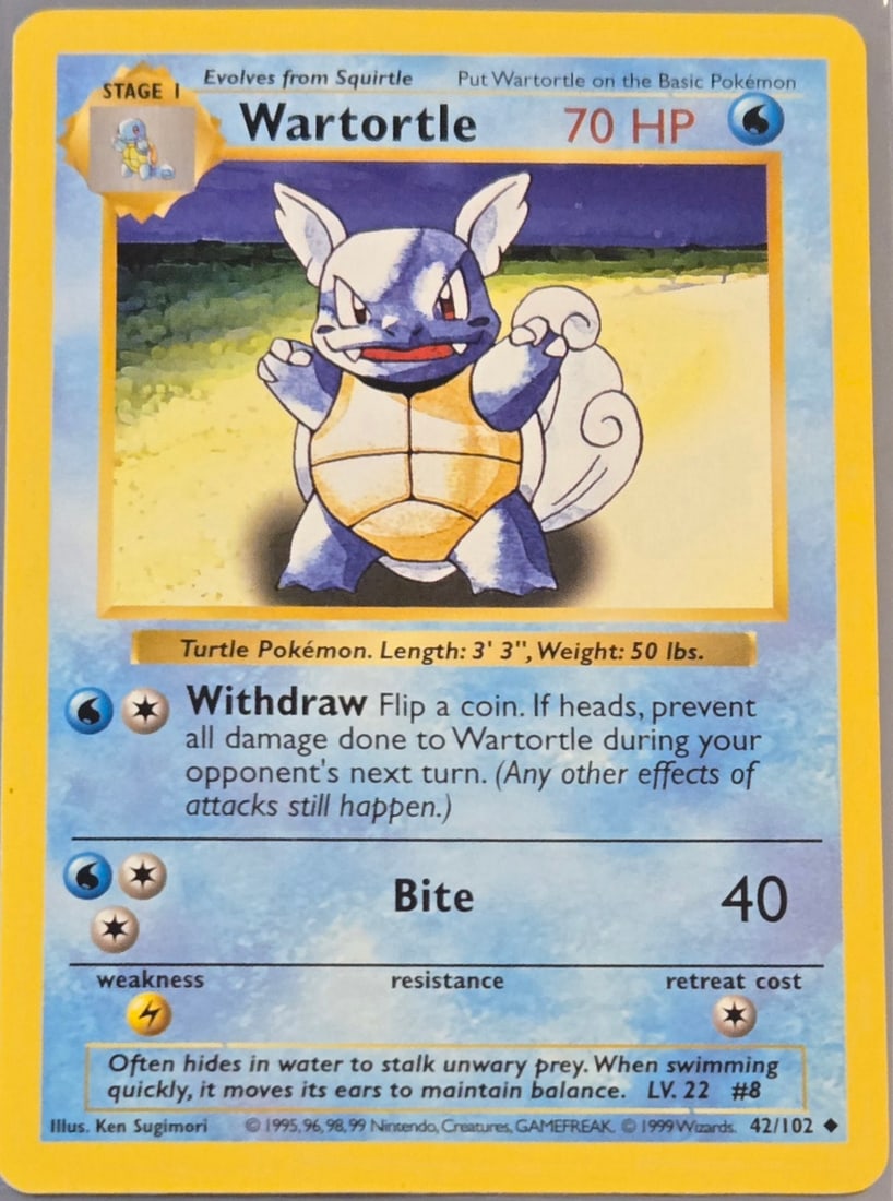Wartortle - Base Set (Shadowless) 42/102 (1 of 2)