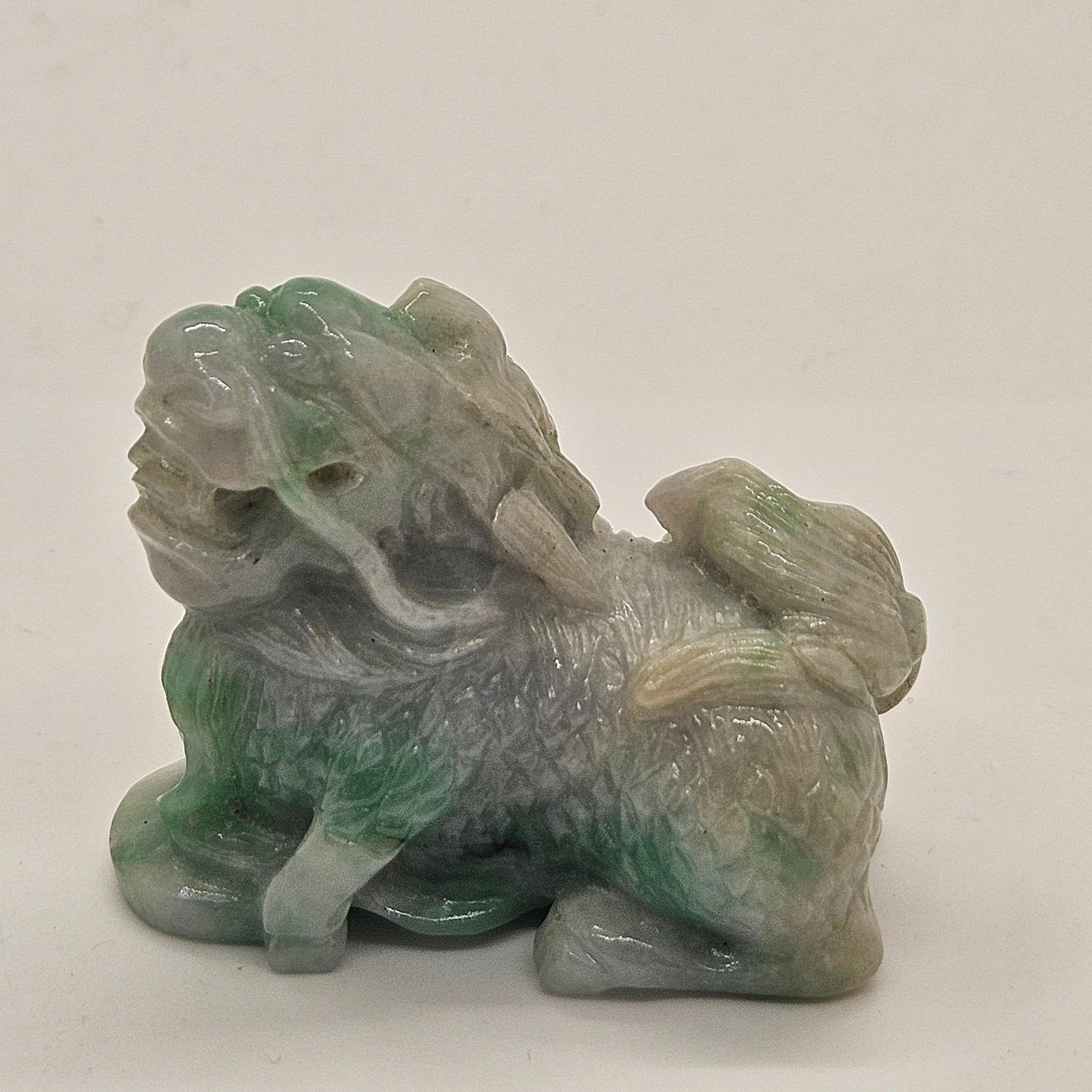Natural Carved Green & White Jade Jadeite Foo Dragon MING0016 (1 of 8)