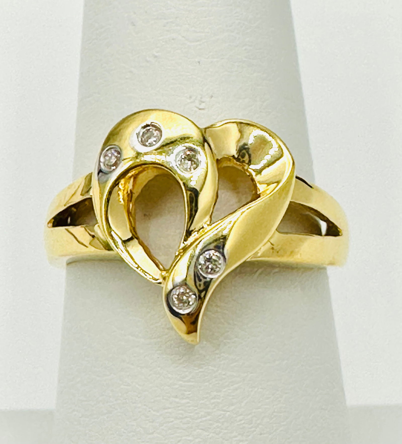 Natural Diamond Heart Ring,14KT Yellow Gold # 2510 (1 of 4)