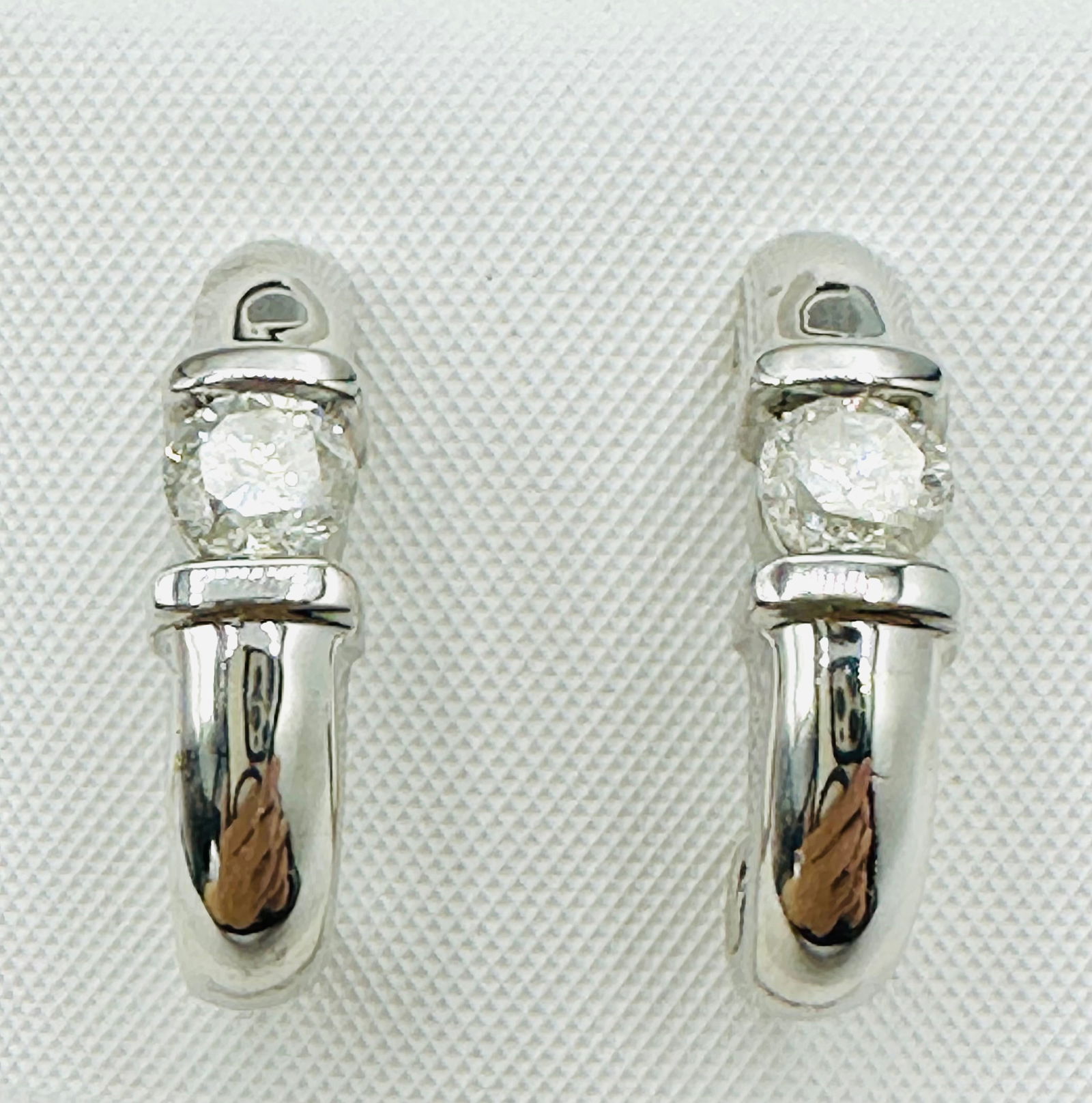 Pair of Natural Diamond Earrings, 14KT White Gold # 2526 (1 of 4)
