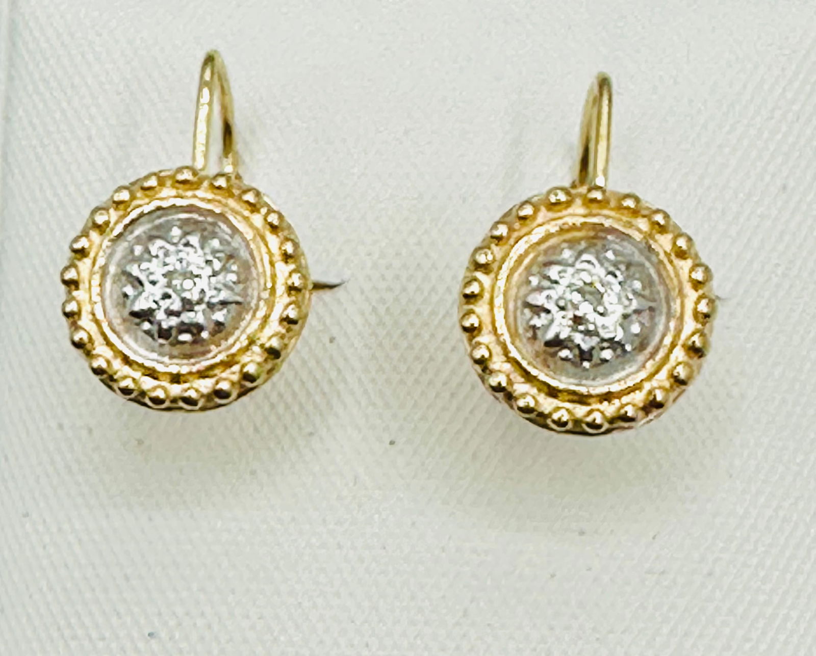 Pair of Natural Diamond Earrings, 14KT Yellow Gold # 2559 (1 of 4)