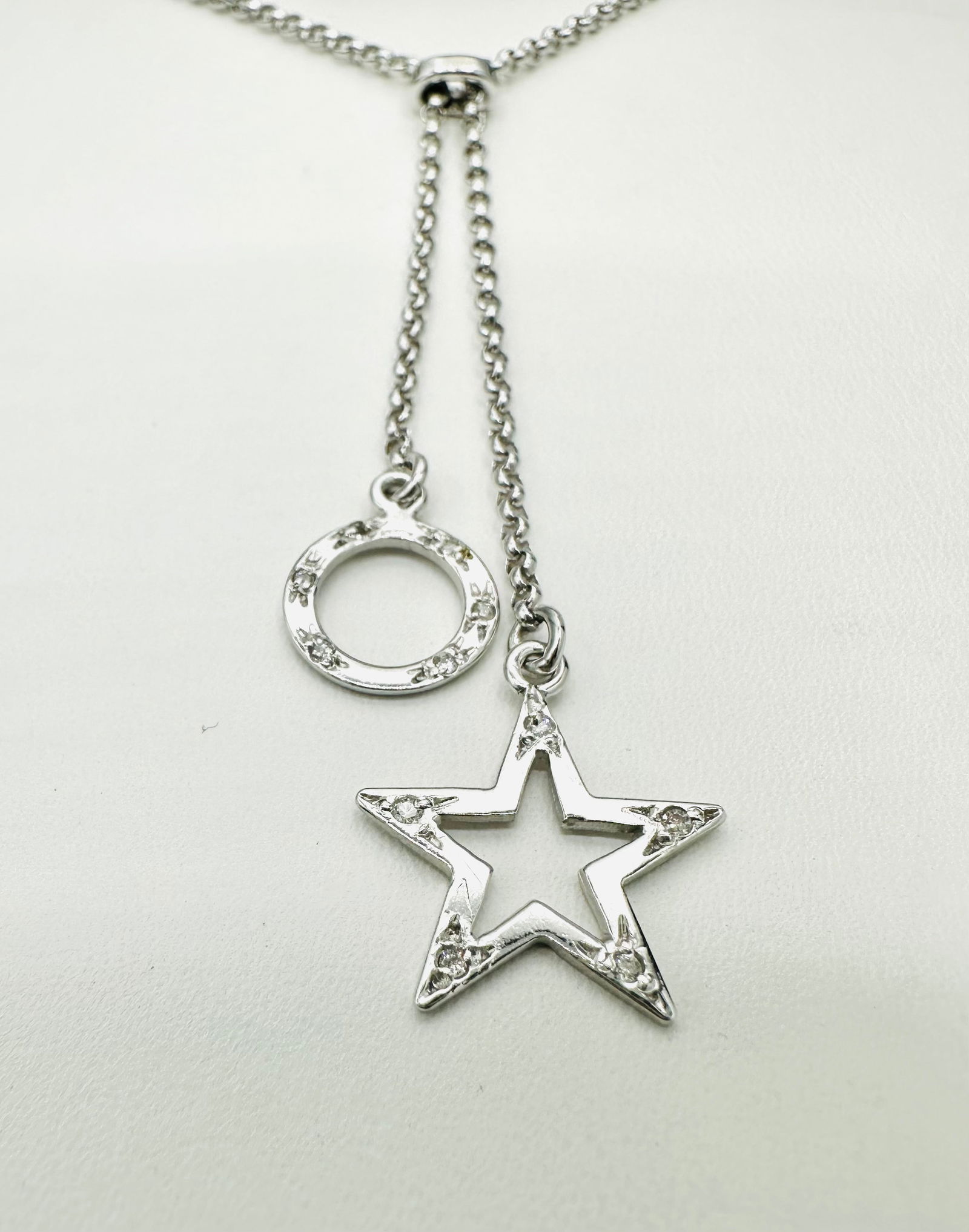 Natural Diamond Charms 14KT White Gold Necklace # 2624 (1 of 4)