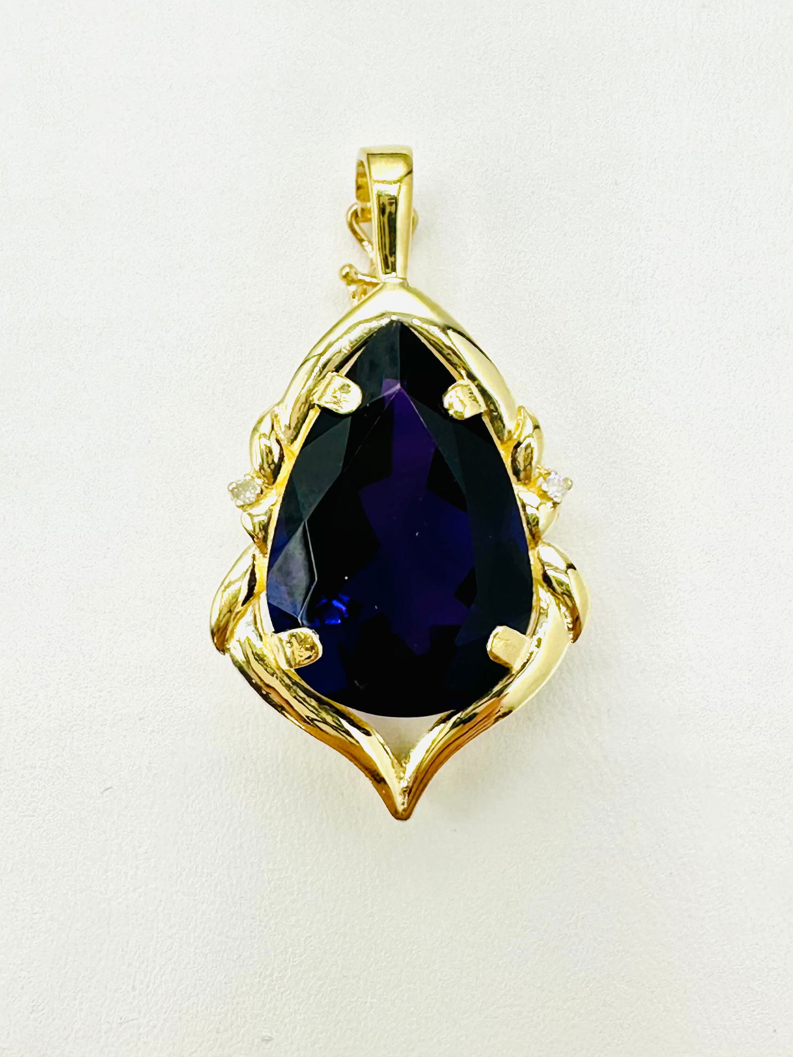 14KT Yellow Gold, Amethyst and Diamond Pendant # 2710 (1 of 4)