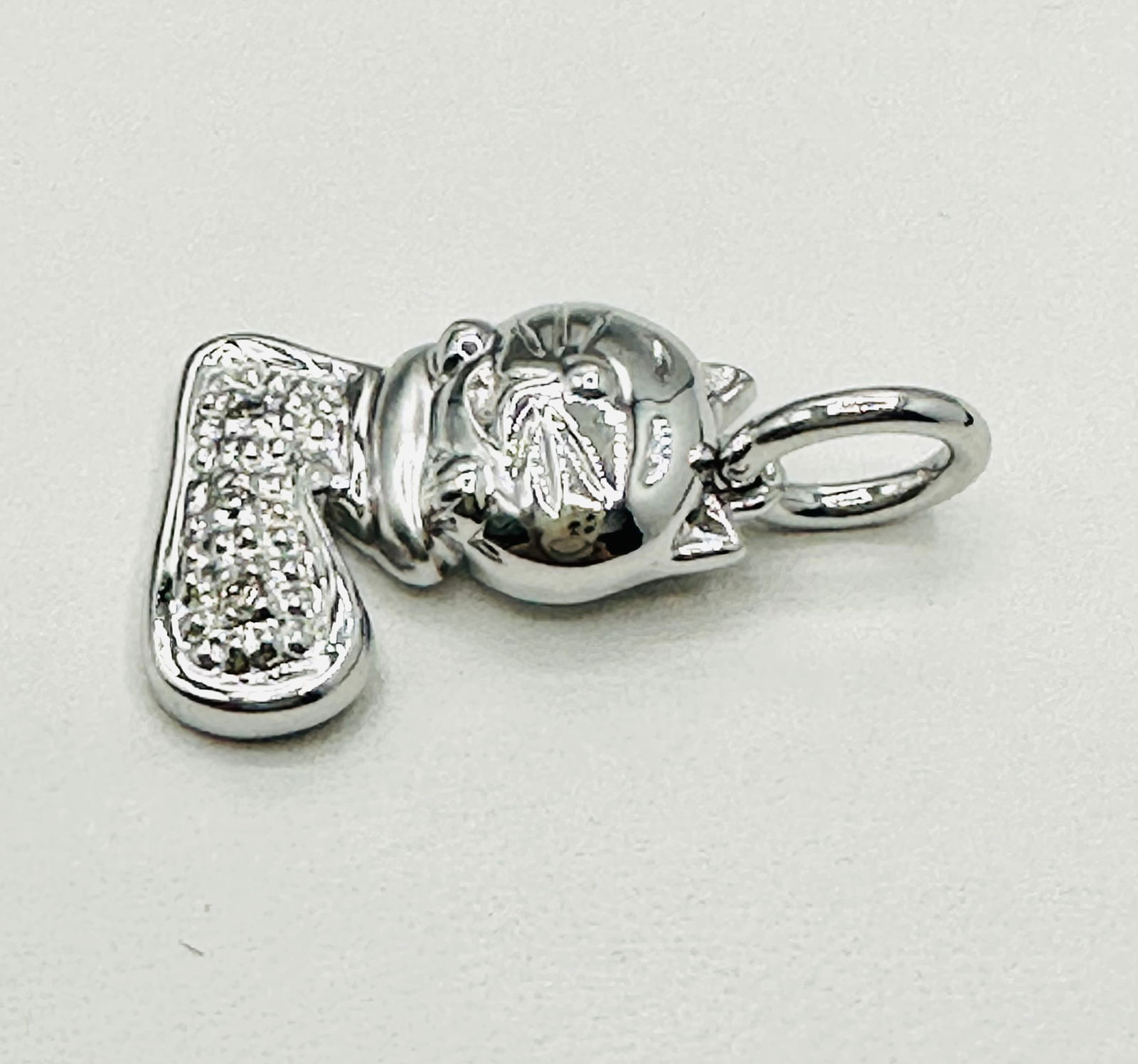 14KT White Gold Natural Diamond Kitten Pendant # 2728 (1 of 4)