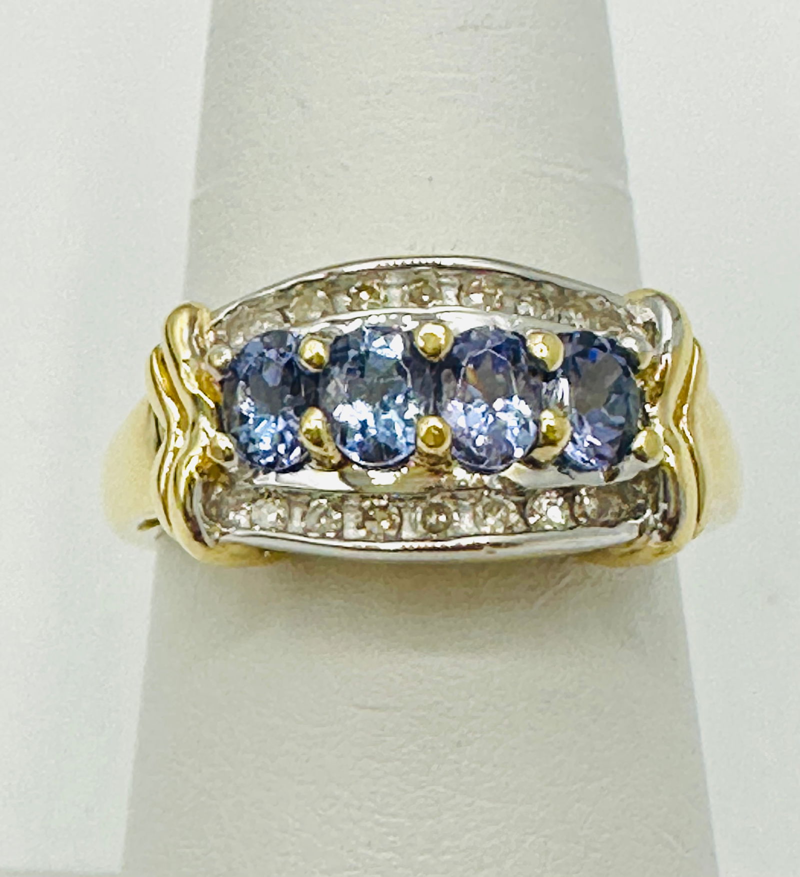 Natural Diamond and Tanzanite Ring,14KT Yellow Gold # 2764 (1 of 4)
