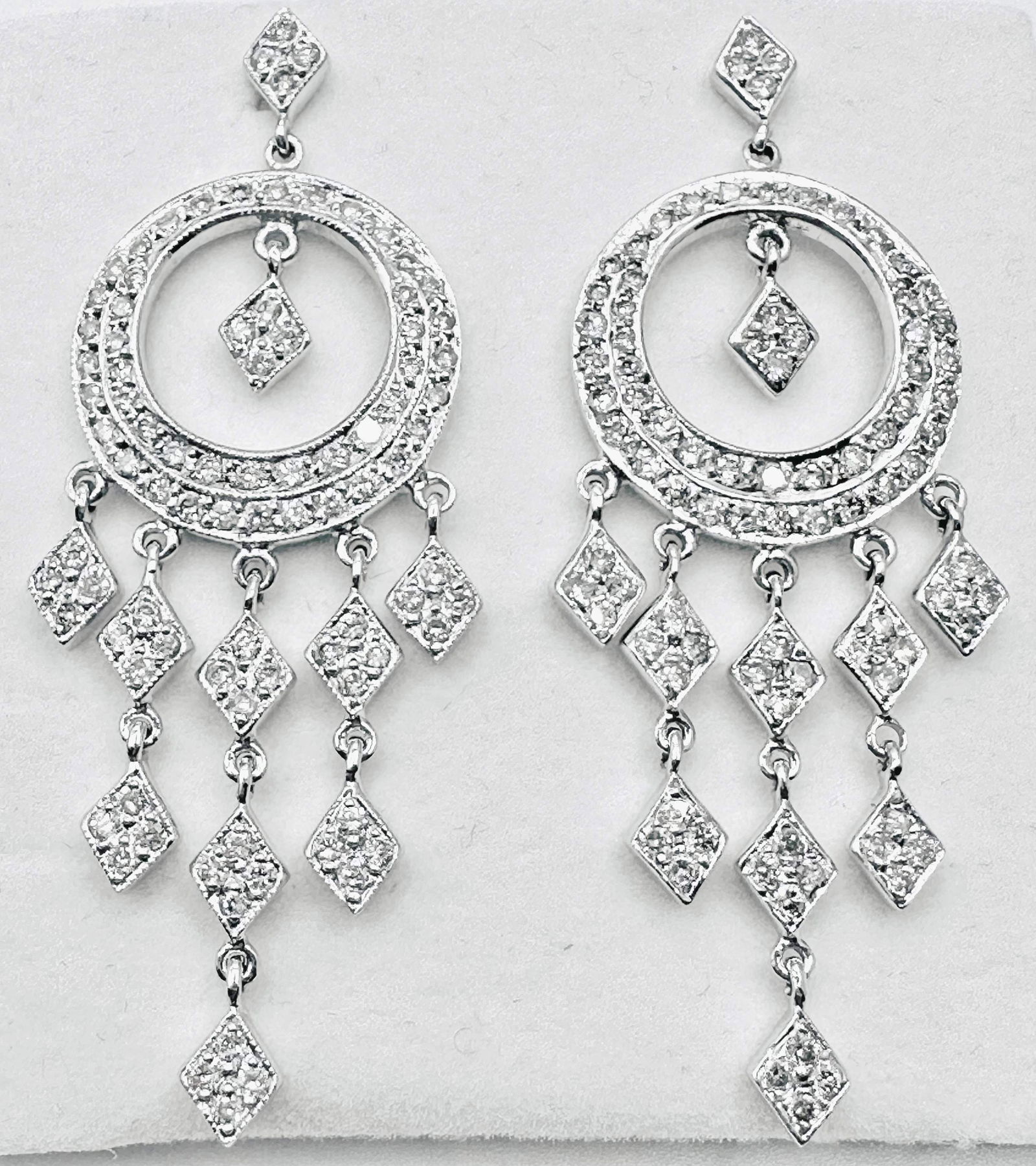 18KT White Gold Natural Diamond Chandelier Earrings - J11240 (1 of 4)