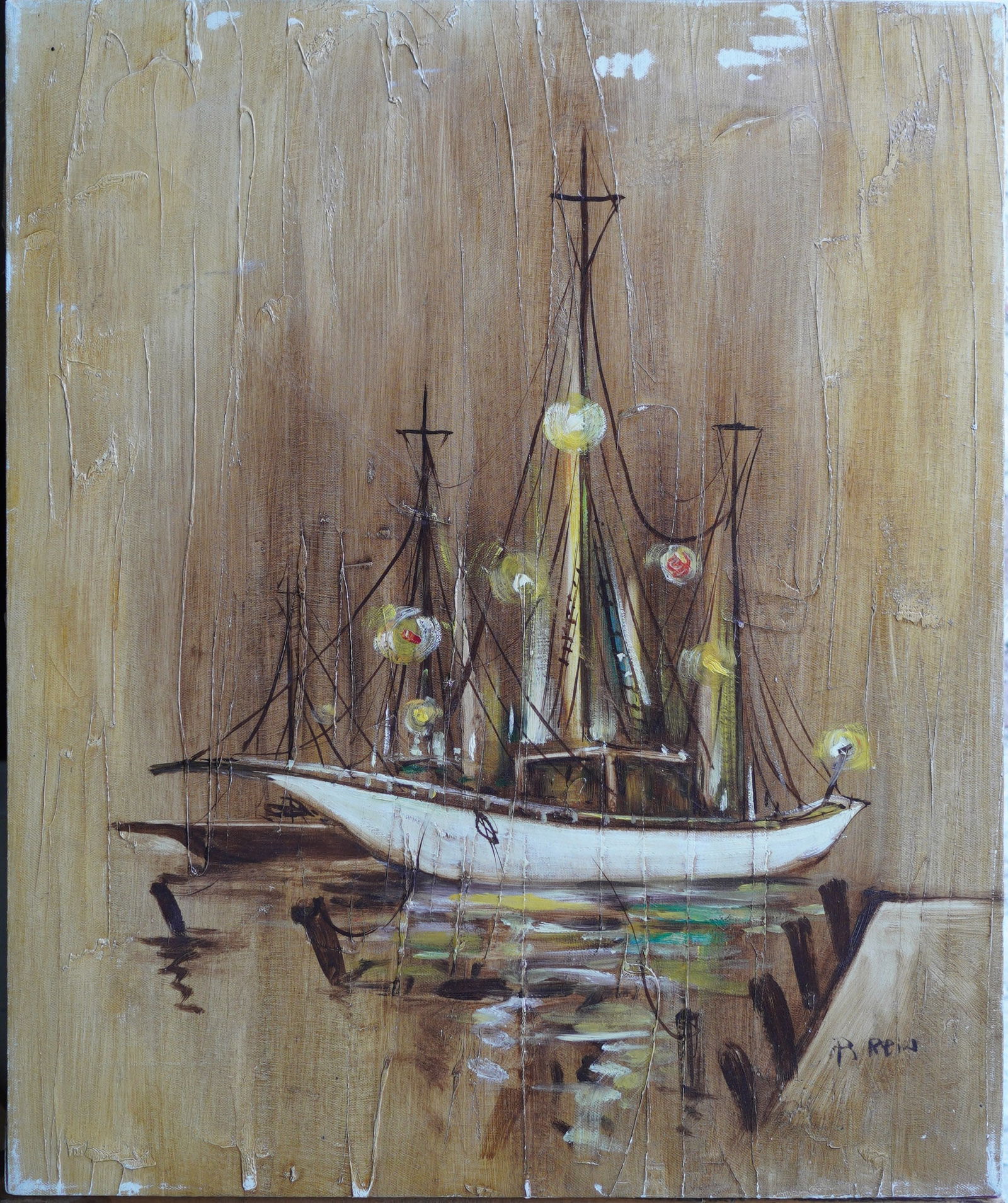 Harbor Lights at Dusk Oil Painting on Canvas (1 of 10)