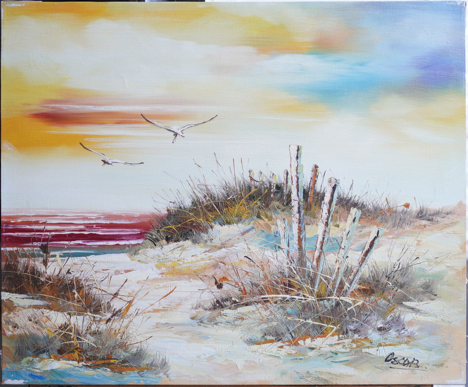 Sunset Over The Dunes Oil on Canvas Painting: Oil Painting on Canvas