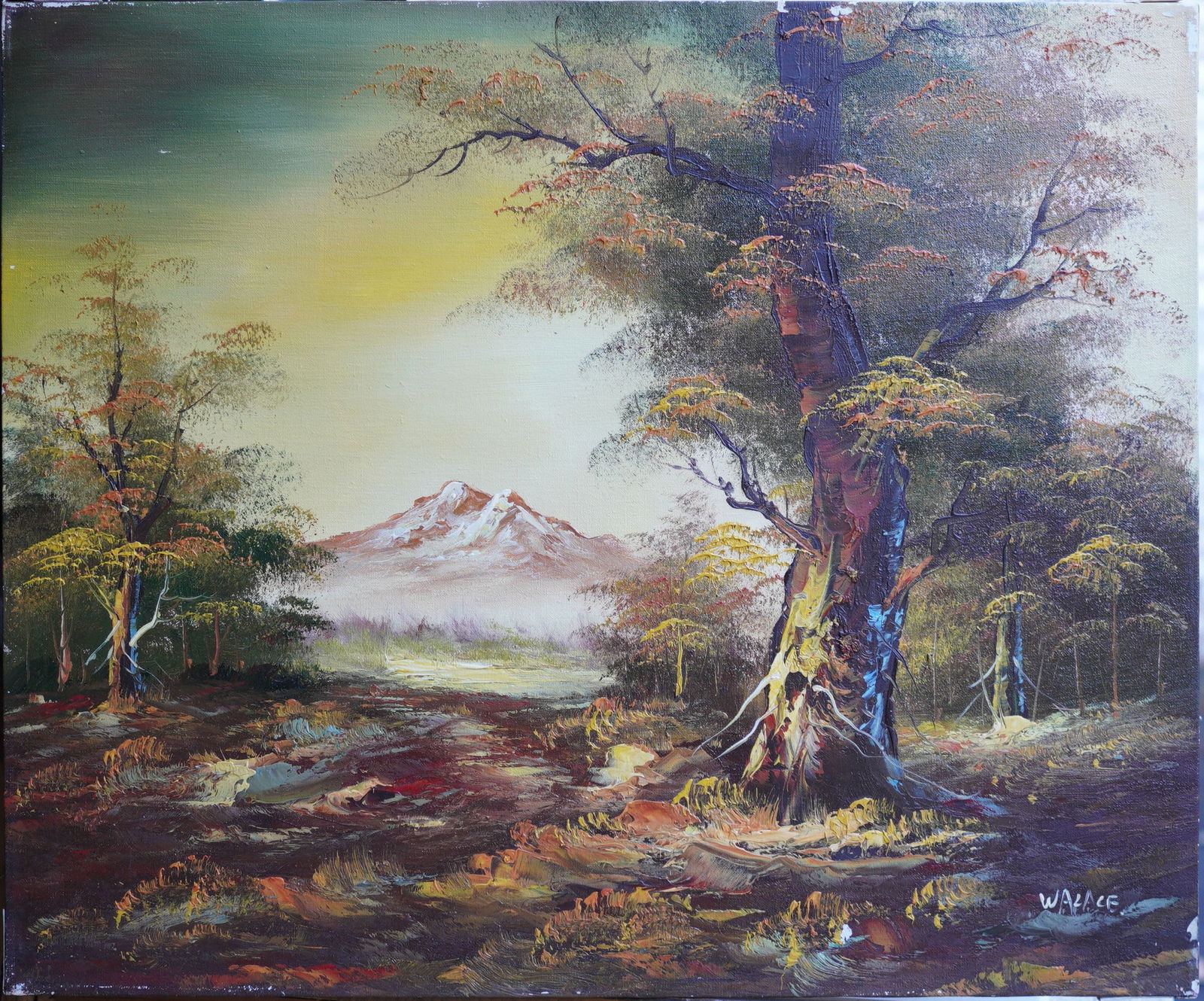 Dark Forest By The Mountains Oil on Canvas Painting (1 of 7)