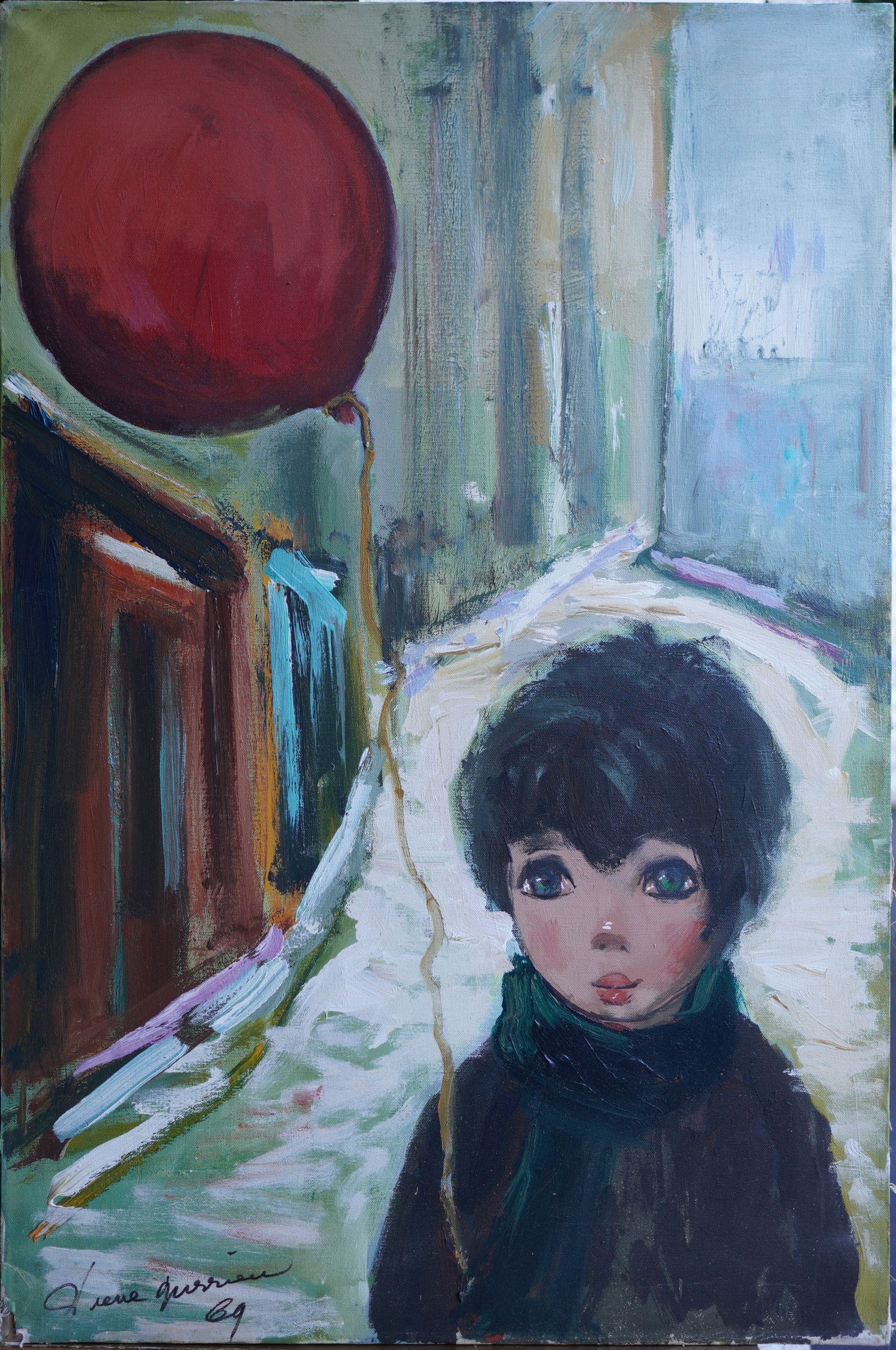 Child With Balloon Oil on Canvas Painting (1 of 11)