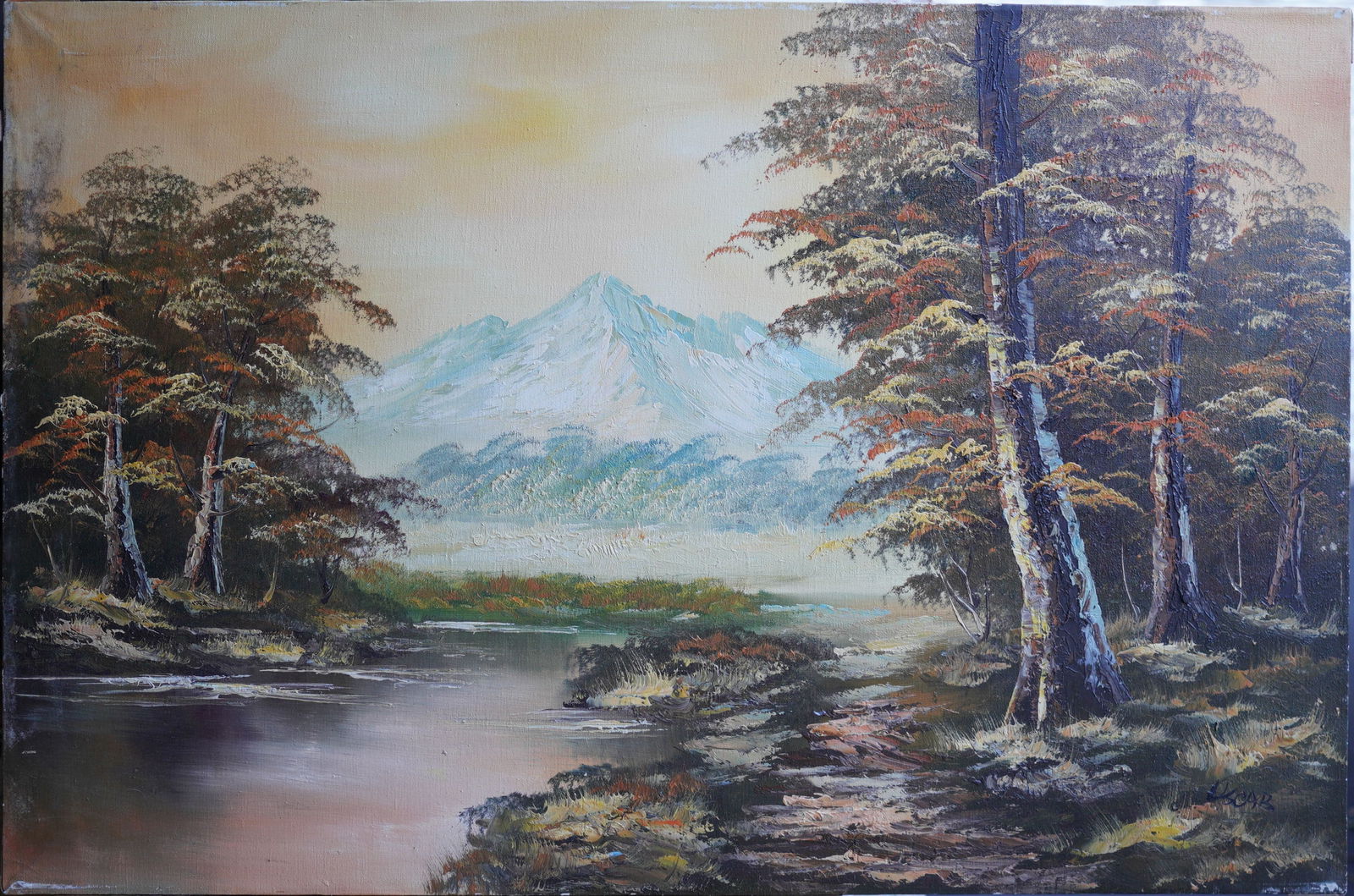 Mountain Landscape Oil on Canvas Painting (1 of 9)