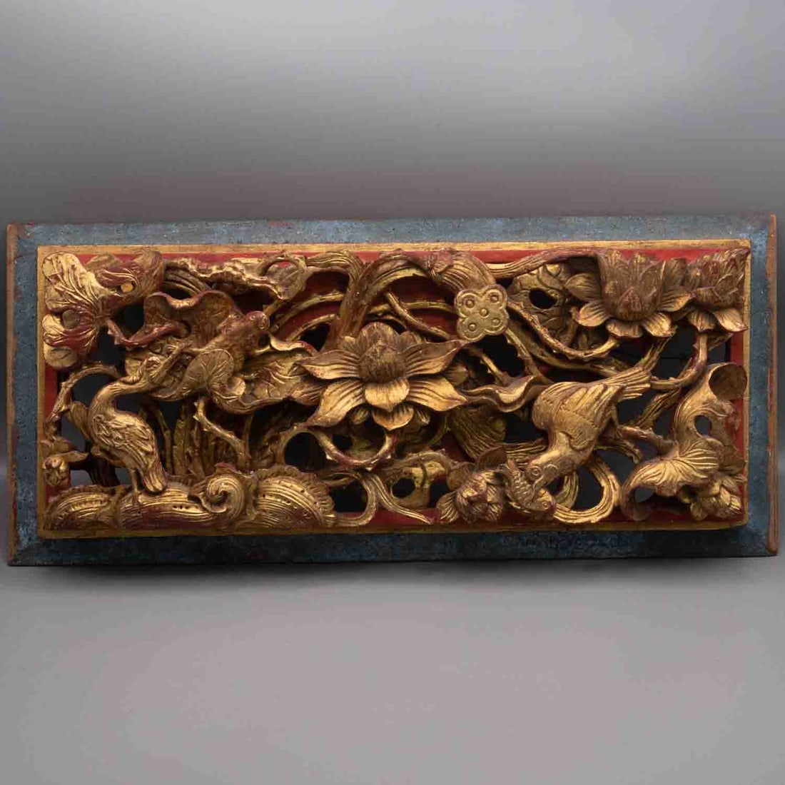 Antique Chinese Qing Dynasty Carved And Gilded Wood Panel Plaque (1 of 5)