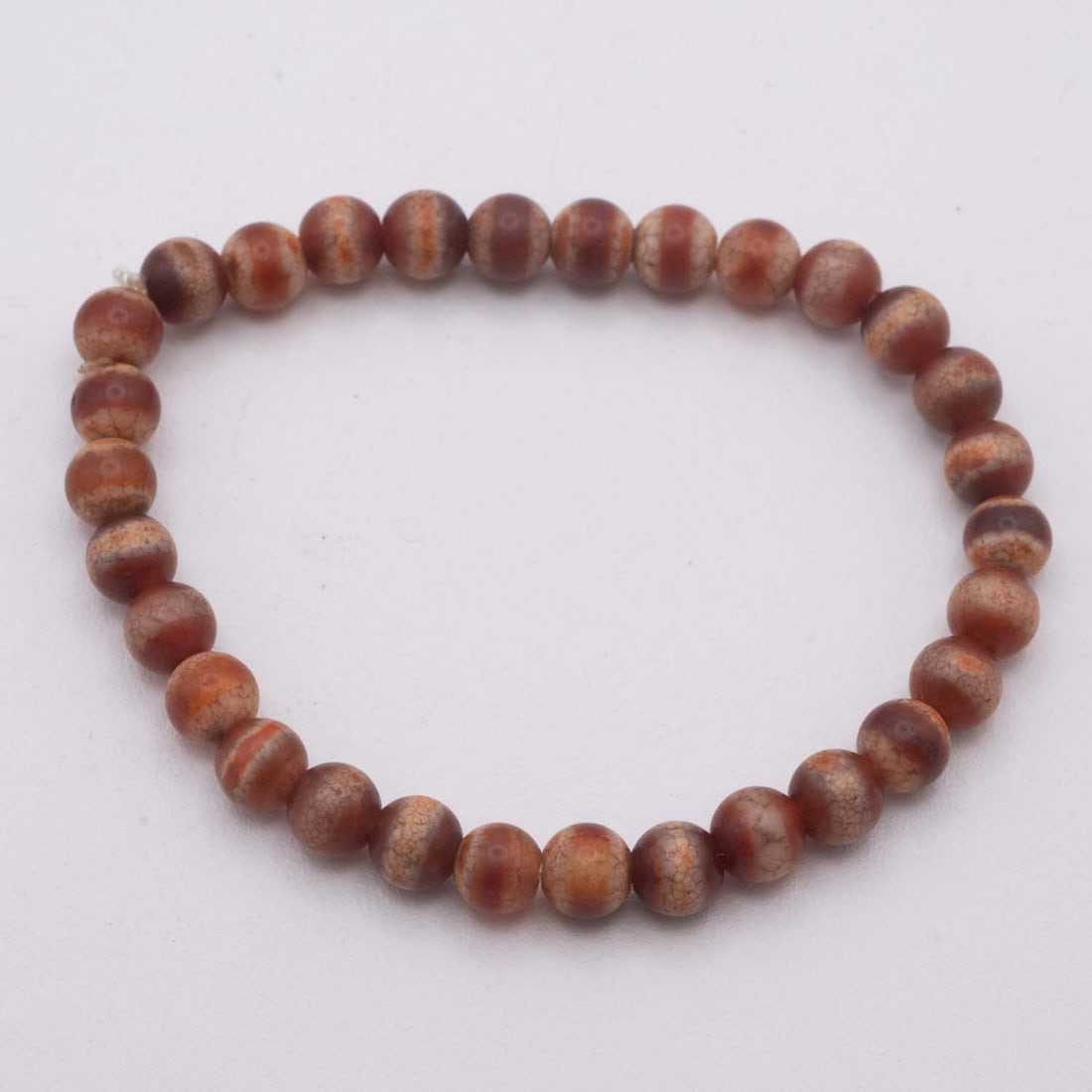 Chinese Tibetan Agate Bead Bracelet: Medium: Agate Size: 6.4mm Age/Detail: Chinese Tibetan Condition: great overall, check photo for condition reference. Provenance: Collection from Estate in Williamsburg LiveShipping is NOT a part of th