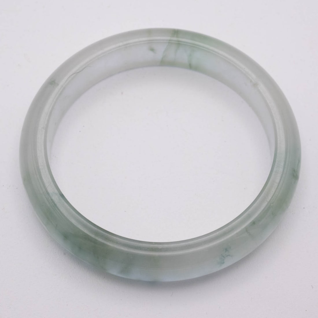 Chinese Translucent Green Jade Bangle: Medium: Translucent Green Jade Size: 2.2 inches Age/Detail: Chinese Condition: great overall, check photo for condition reference. Provenance: Collection from Estate in Williamsburg LiveShipping is NO