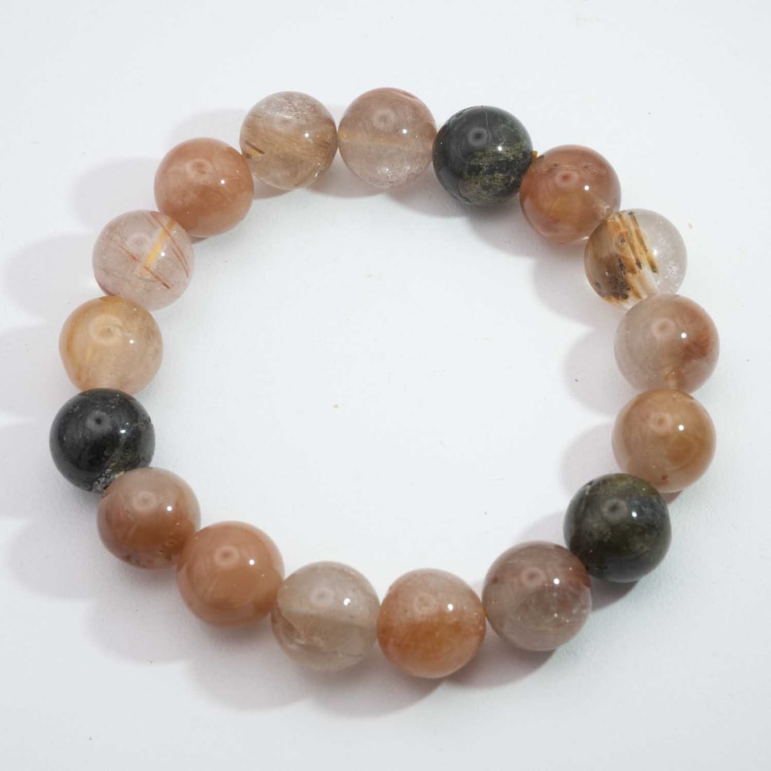 Vintage Natural Rutilated Quartz Bead Bracelet: Medium: Rutilated Quartz Size: 13mm Age/Detail: Vintage Natural Condition: great overall, check photo for condition reference. Provenance: Collection from Estate in Williamsburg LiveShipping is NOT a