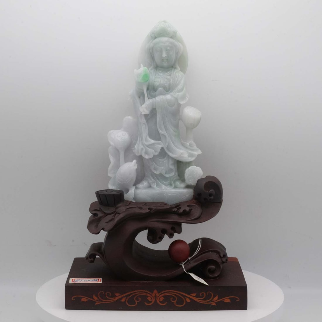 Chinese Carved Natural Burmese Jadeite Guanyin Bodhisattva Sculpture: Medium: Natural Burmese Jadeite Size: 6x4x10 inches Age/Detail: Chinese Carved Condition: great overall, check photo for condition reference. Provenance: Collection from Estate in Tribecca LiveShippin