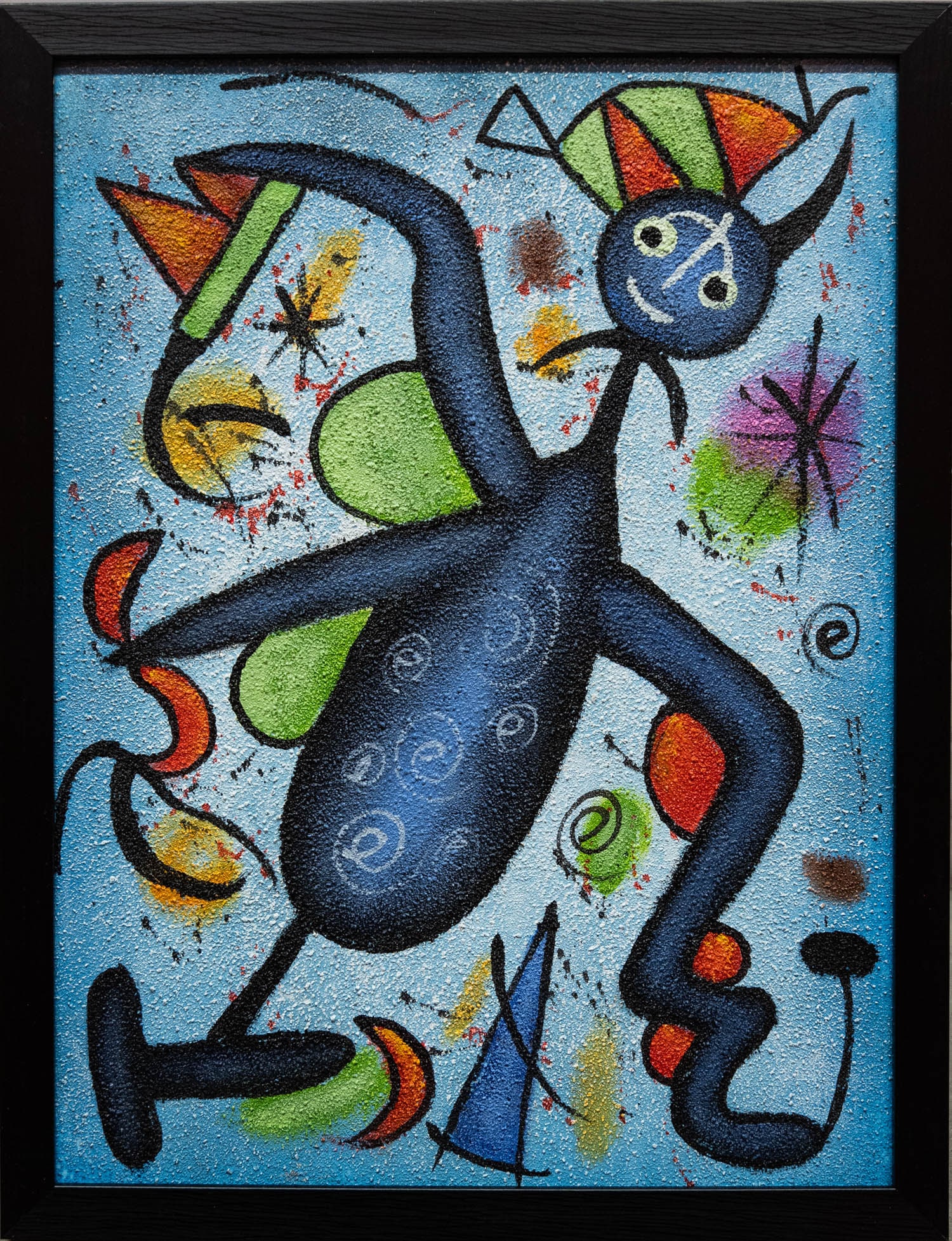 Contemporary After Miro Oil On Canvas "Blue Boy": Title: Blue Boy Medium: Oil On Canvas Size: 12 x 16 inches Frame: 13 x 17 inches Age: Contemporary Condition: Great overall condition Signature: None Great for collection or home decoration. Provenanc