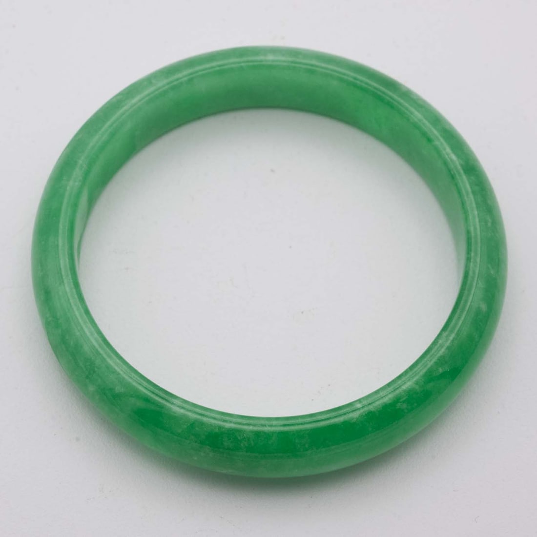 Chinese Carved Icy Green Jade Bangle (1 of 3)