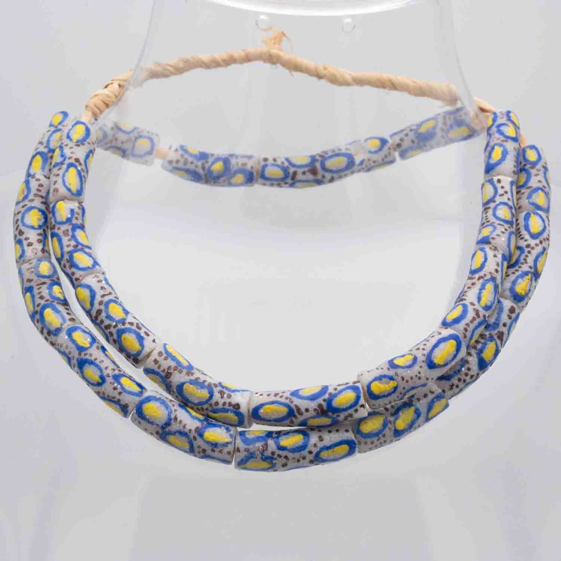 African Trade Painted Glass Beads Necklace: Medium: Glass Size: 28 inches long Age/Detail: African Trade Painted Condition: great overall, part broken, check photo for condition reference. Provenance: Collection from Estate in Tribecca Please v