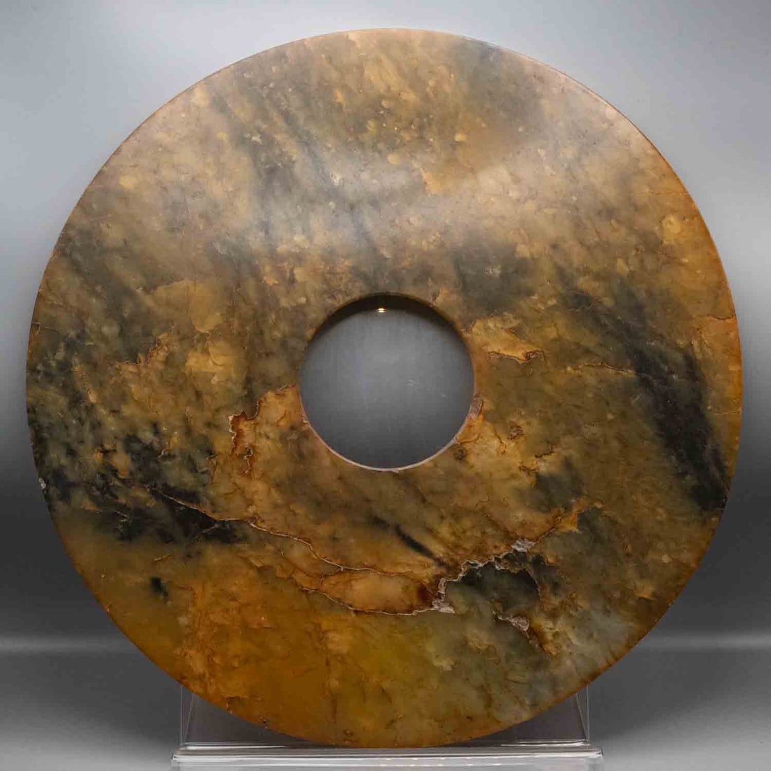 Old Chinese Nephrite Jade Large Round Bi Disc (1 of 7)