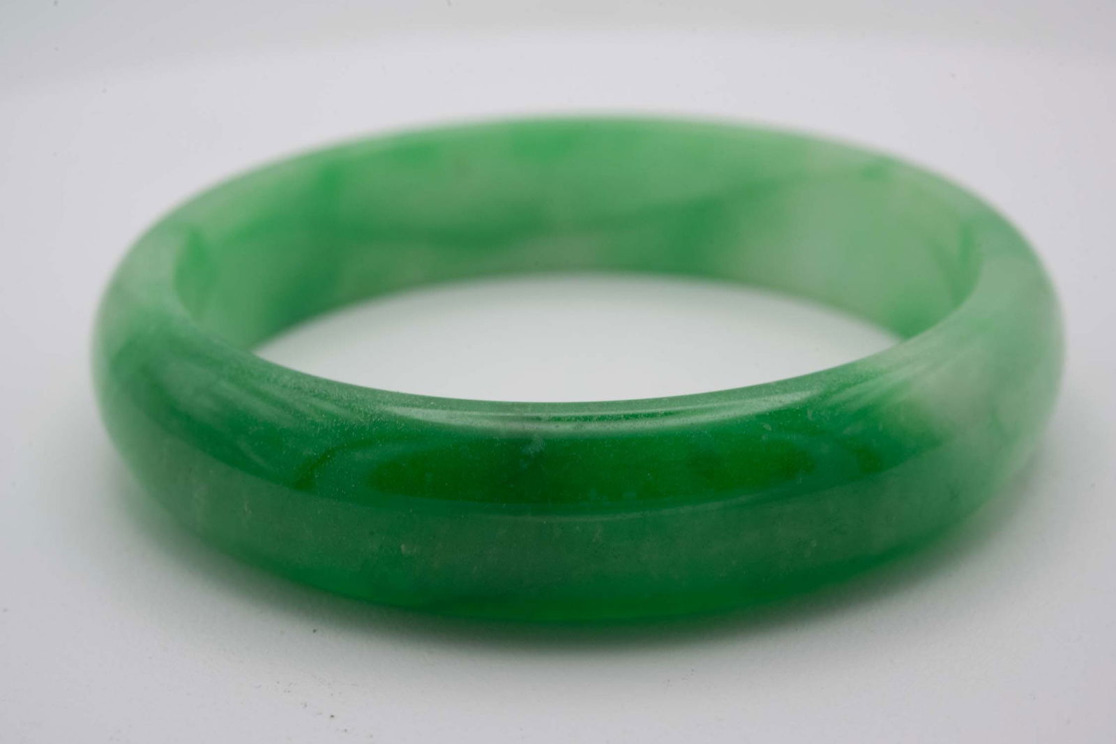 Chinese Translucent Green Jade Bangle - 3