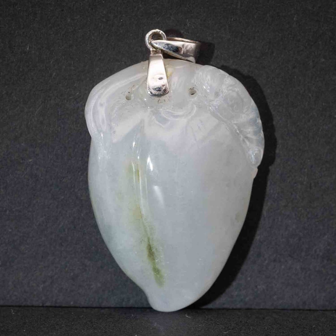 Chinese Carved Natural White Jadeite Buddha's Palm Pendant: Medium: Natural White Jadeite Size: 1.3x1x0.5 inches Age/Detail: Chinese Carved Condition: great overall, check photo for condition reference. Provenance: Collection from Estate in Tribecca 