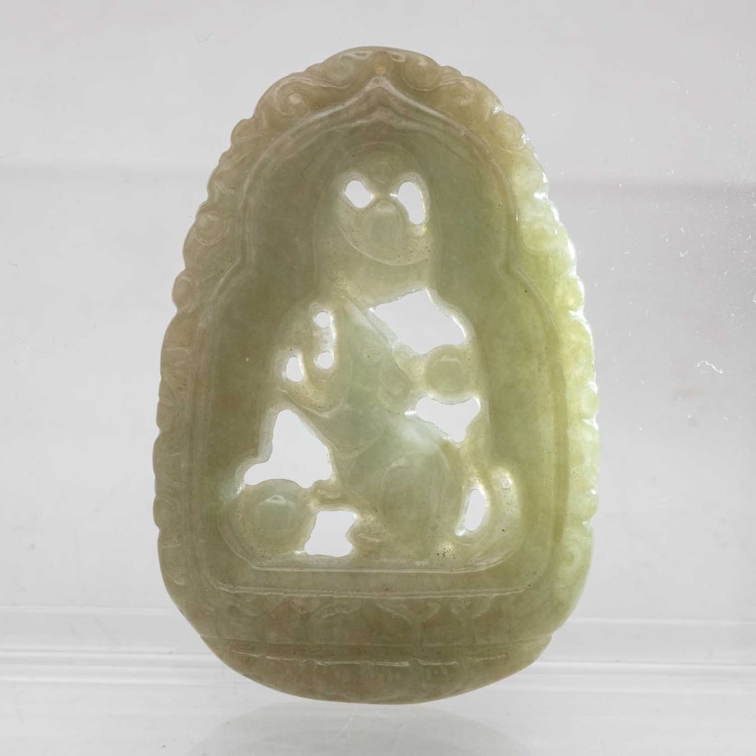 Old Chinese Carved Natural Green Jadeite Fortune Mouse Pendant (1 of 5)