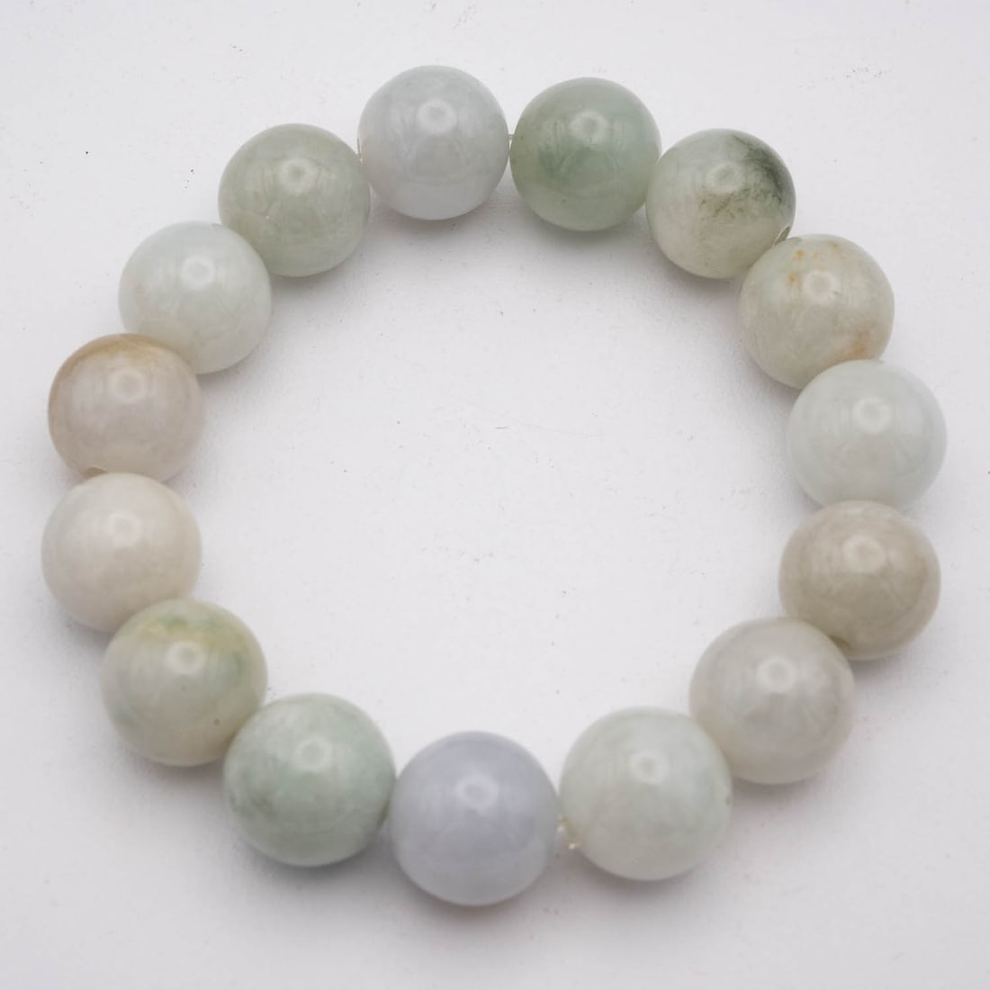 Old Chinese Icy Natural Grade A Jadeite Bead Bracelet (1 of 7)