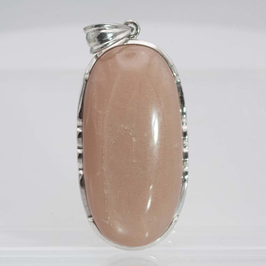 S925 Vintage Peach Agate Oval Pendant (1 of 6)