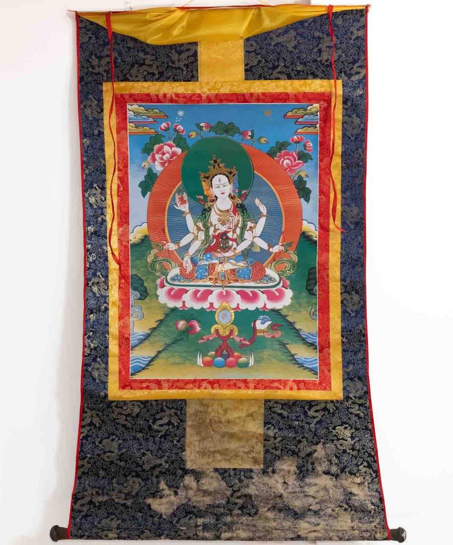 Tibetan Thangka Print Scroll White Tara (1 of 6)