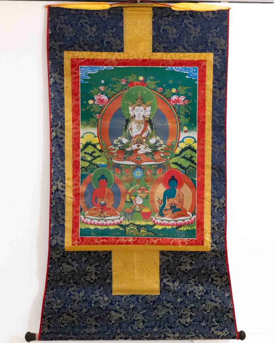 Tibetan Thangka Print Scroll Avalokiteshvara (1 of 6)