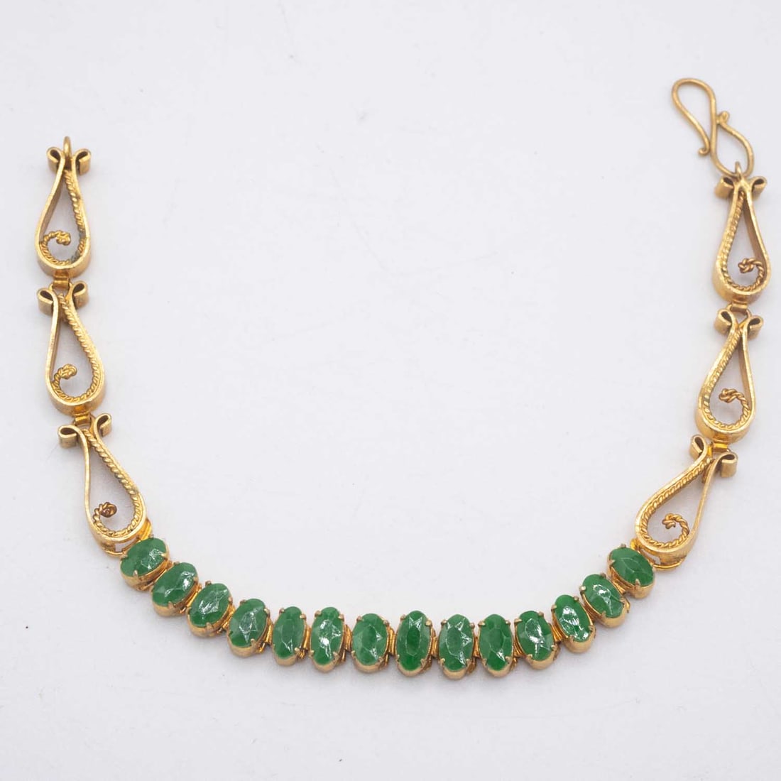 Natural Type A Green Jadeite Gemstones In Bracelet Setting (1 of 5)