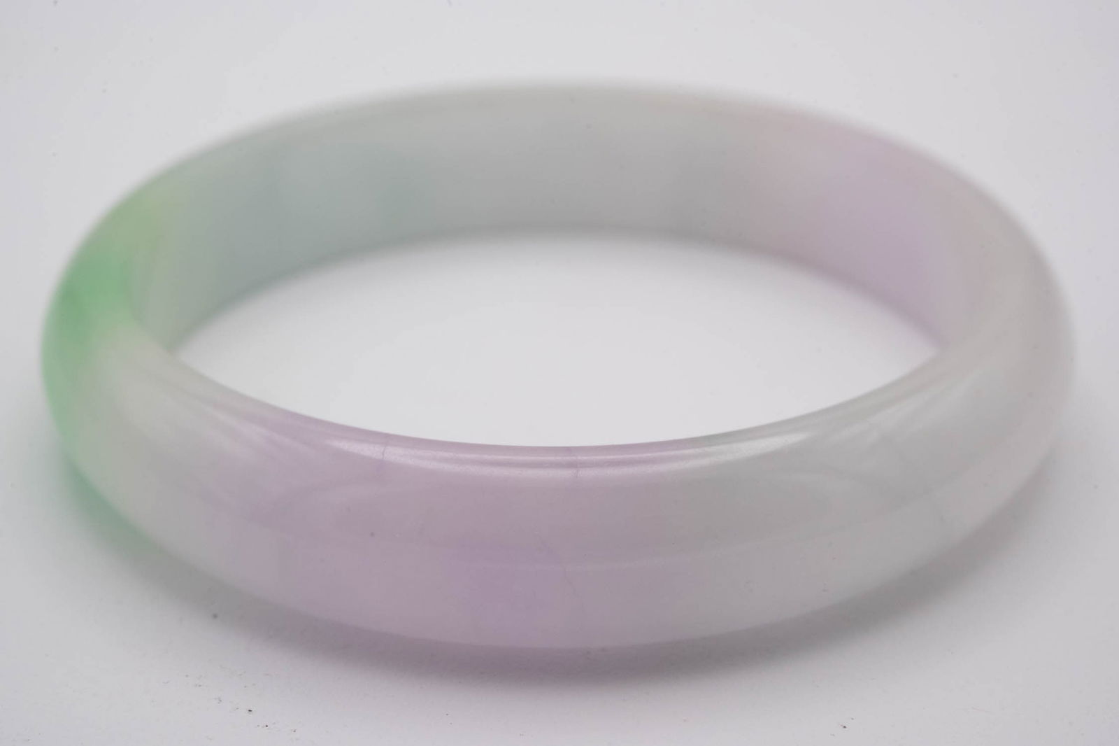 Chinese Translucent Tri Color Jade Bangle - 2