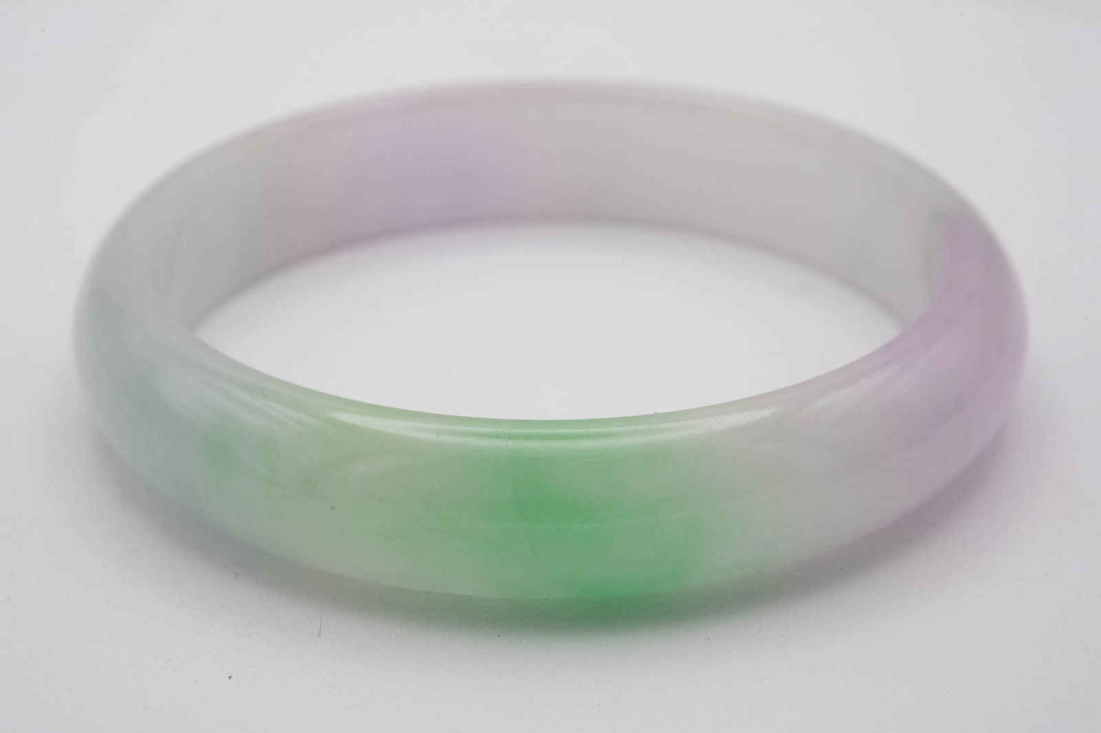 Chinese Translucent Tri Color Jade Bangle - 3
