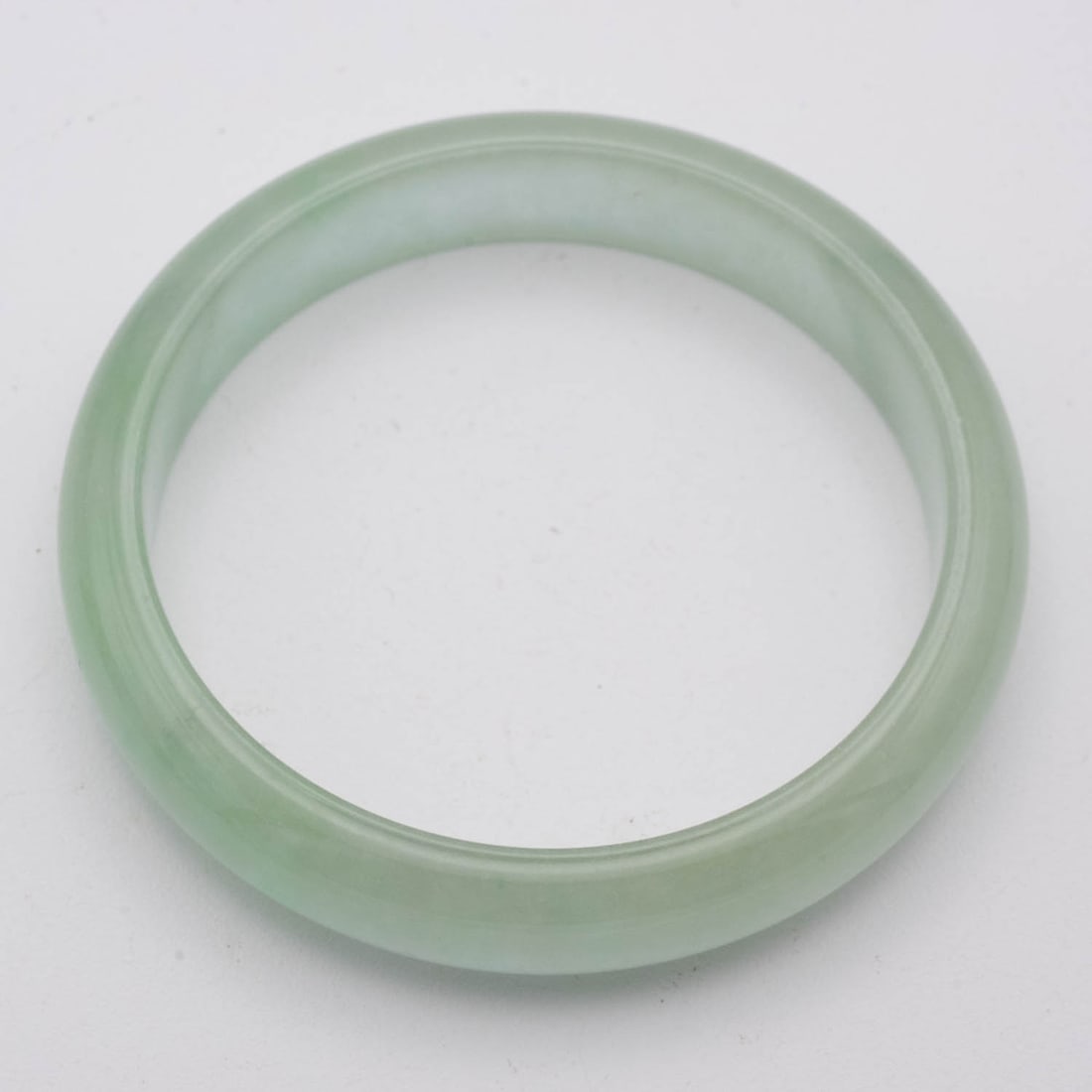 Chinese Carved Icy Green Jade Bangle (1 of 3)