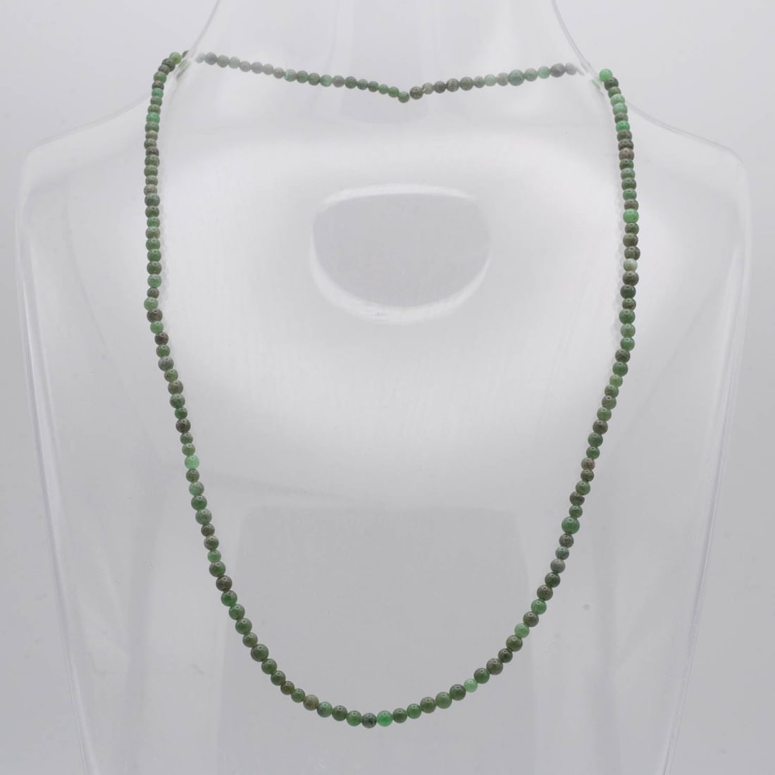 Green Nephrite Jade Bead Necklace: Medium: Green Nephrite Jade Size: 18 inches Age/Detail: Condition: great overall, check photo for condition reference. Provenance: Collection from Estate in Tribecca LiveShipping is NOT a part of the