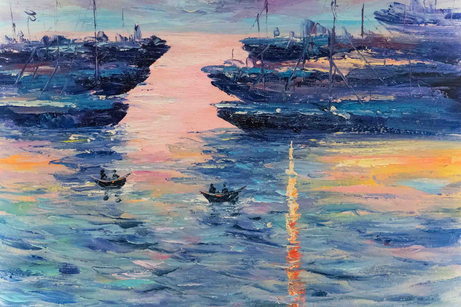 Impressionist Acrylic On Canvas "Sunset" - 4