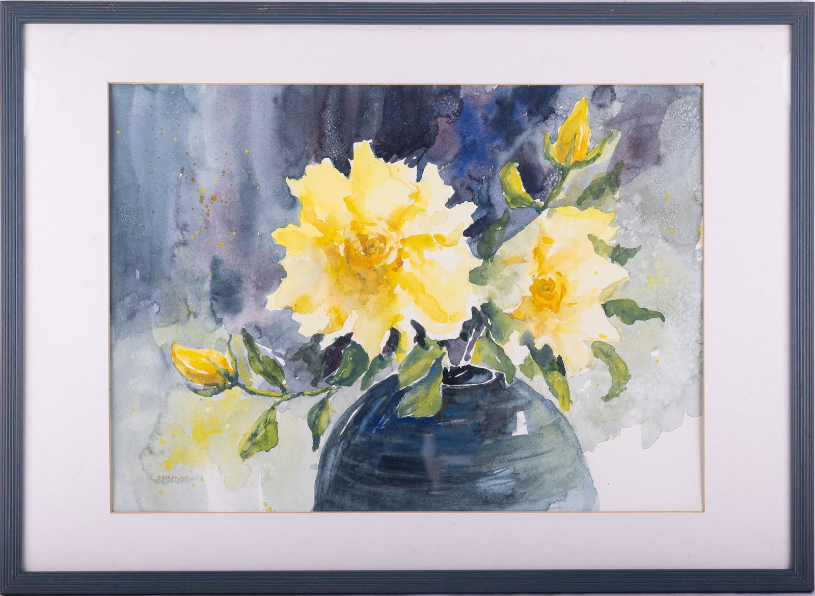 Vintage Impressionist Watercolor On Paper "Yellow Flowers" (1 of 10)