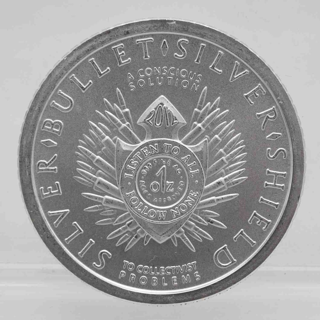 Silver Bullet Silver Shield Trinity 1oz Silver Round: MLC01327 Shipping: Buyer-arranged shipping: estimated cost: starts at $15.5, Plus $1 dollar for every $100 in value. Signature confirmation is recommended for high value invoice at cost of $5.5. Pleas