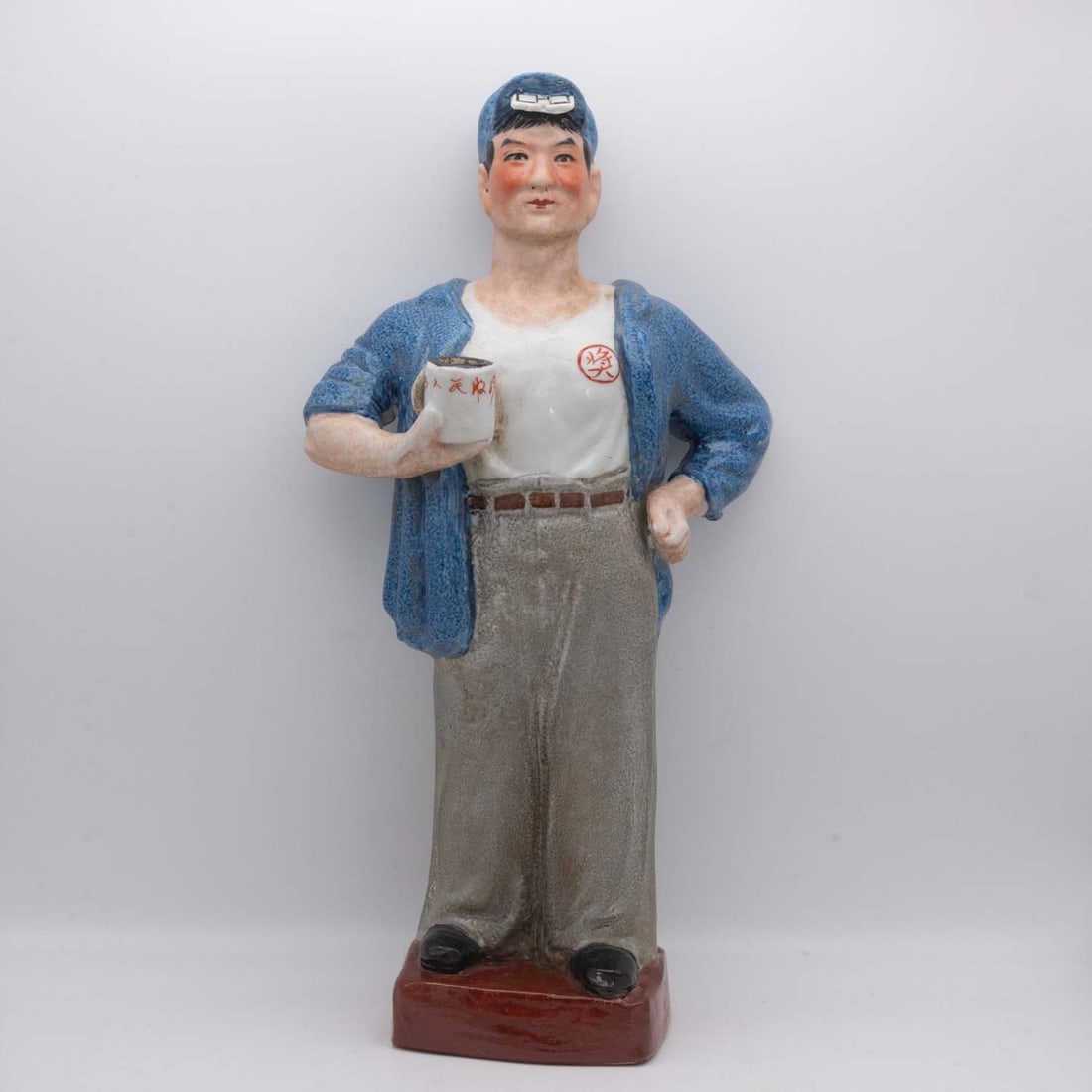 Vintage Chinese Mao Era Porcelain Labor Worker Figure: Medium: Porcelain Size: 6.5x4.5x13.5 inches Age/Detail: Vintage Chinese Mao Era Condition: great overall, check photo for condition reference. Provenance: Collection from Estate in Williamsburg 