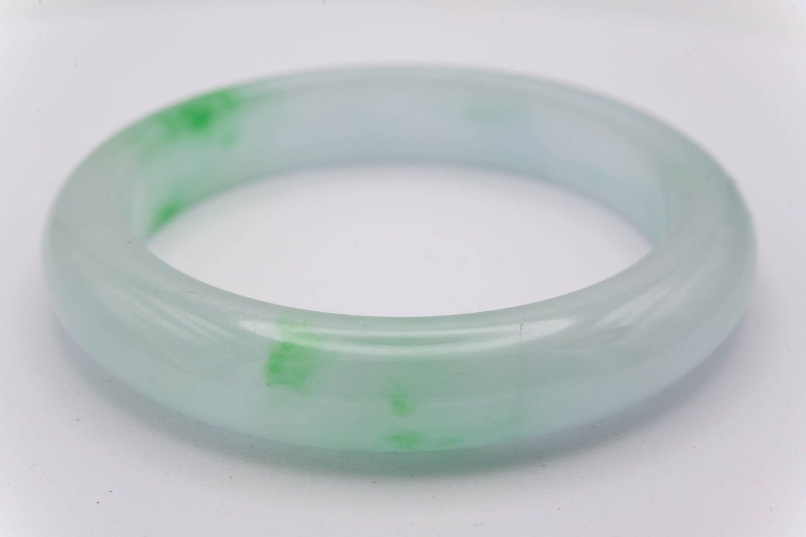 Chinese Translucent Green Jade Bangle - 2